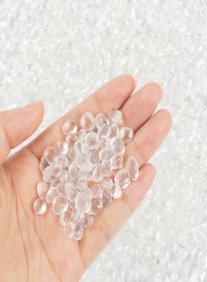 KIJOU Clear Sea Glass Stones - 1.3lb Transparent Glass Pebbles (1/4-3/8 Inch) for Vase Fillers, Aquarium Decor, Crafts, and Candle Displays - Image 1
